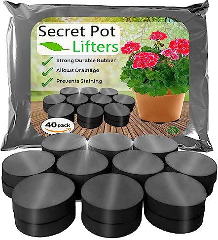 Raiseit Plant Pot Feet 40 PACK - Super Strong - Outdoor Rubber Flower Pot Risers for your Garden, Invisible Lifting of Planters - Hard Wearing - Non-Slip - UK Made