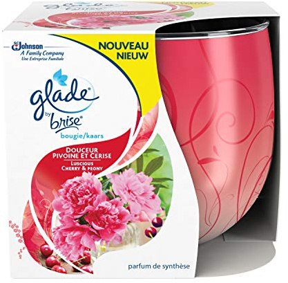 Glade by Brise Duftkerze Douceur Pfingstrose/Kirschrot 120 g – 3 Stück