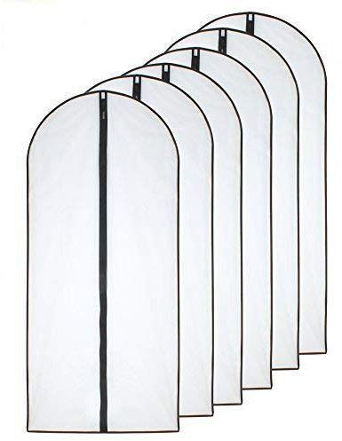 HomeClean Mottenfeste Kleidersäcke 60cm x 140cm (6 Stück) Schwarze, seitlich atmungsaktive, durchsichtige Kleidersäcke mit durchgehendem Reißverschluss für längere Wintermäntel