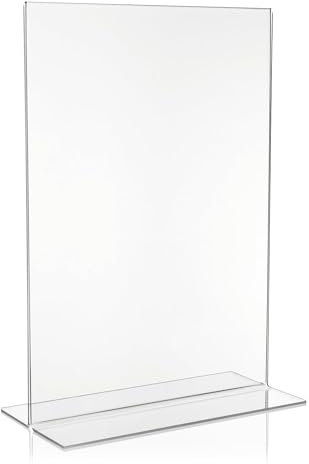 VITAdisplays Espositore pubblicitario in PLEXIGLAS originale, formato DIN A3, cavalletto a T in vetro acrilico trasparente, con garanzia antiingiallimento di 30 anni