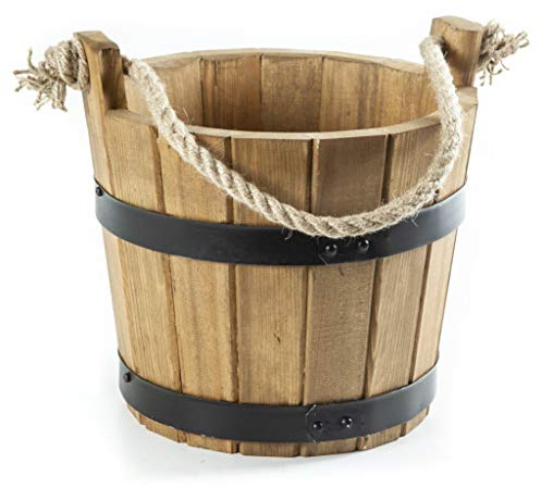 Holzfee Pflanzkübel Kiefer Rustikal Eiche Ø30 x H 25/30 cm