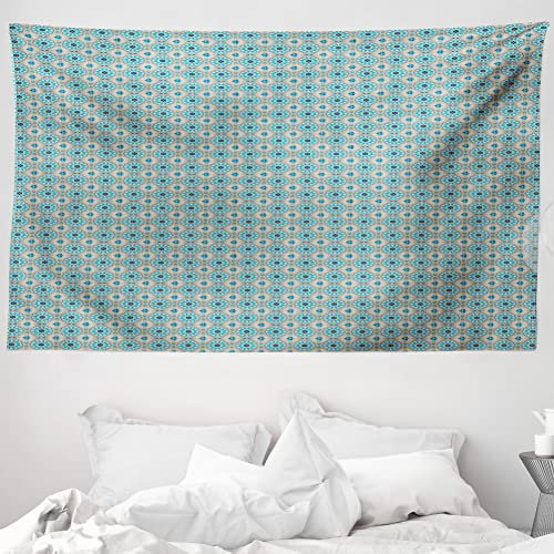 ABAKUHAUS Orientalisch Wandteppich, Kontinuierliches östliches marokkanisches Muster mit Blumen, aus Weiches Mikrofaser Stoff Wand Dekoration Für Schlafzimmer, 230 x 140 cm, Meeresblau Abenddämmerung