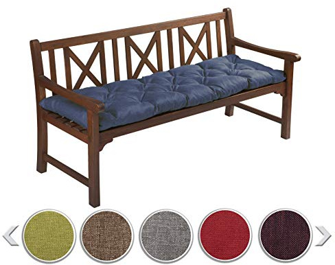 sunnypillow Bankauflage Outdoor - Bankkissen für Bank 180 x 50 cm - Sitzkissen für Hollywoodschaukel - Polsterauflage, Auflage für Gartenbank - Gartenkissen, Stuhlkissen für Gartenmöbel Blau