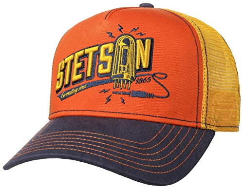 Stetson Connecting Trucker Cap Herren 100% Baumwolle Größenverstellbar Gefüttert Snapback Mesh Sommer Winter gelb One Size