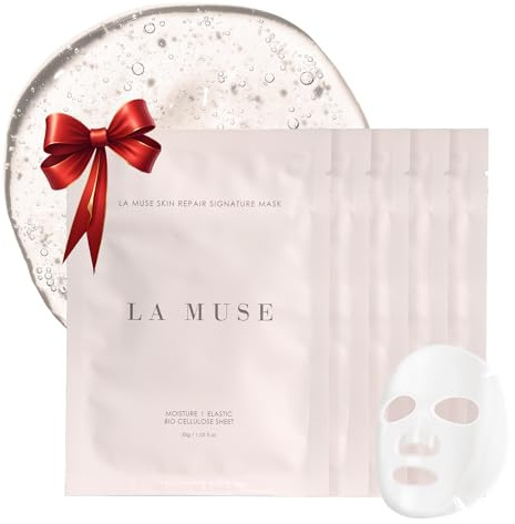 LA MUSE Biocellulose Signature Face Mask(5ea) | Deep Hydrating, Tightening & Firming Care for Skin Repair | Rejuvenating & Moisturizing | Cooling & Soothing Sensitive Skin | Face Mask Korean Skin Care