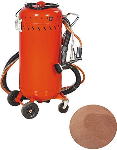 EQUIPEMENT EXPRESS SICOBA Combiné Sableuse Aérogommeuse Aspirateur Mobile 106L intérieur extérieur + 4 Buses 7mm + Sac 25kgs d'Abrasif Garnet Mesh 200A+