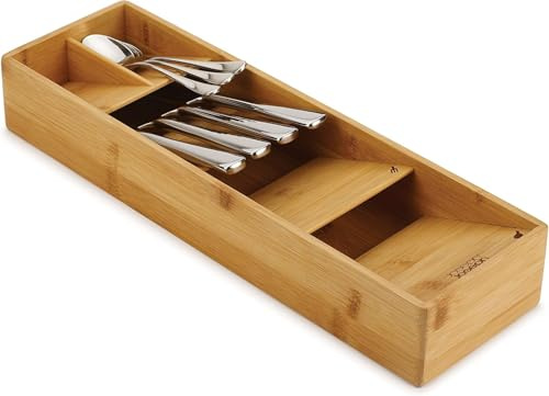 Joseph Joseph Drawer Store - Organizzatore per cassetti di posate compatto, 5 scomparti, contiene oltre 24 pezzi- Bambù