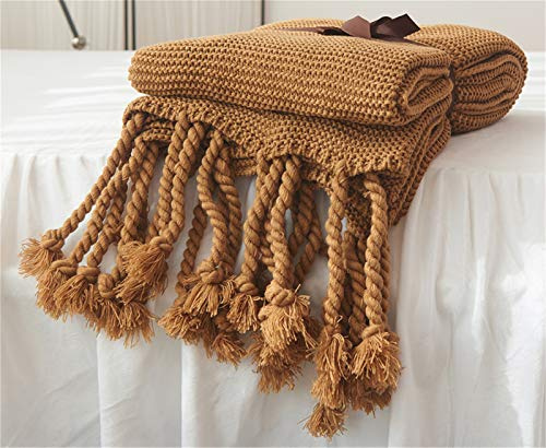 Hayisugal Tagesdecke Wohndecke Wendedecke Kuscheldeck Sofadecke Couchdecke Strickdecke Flauschig Weich und Angenehm Warm Überwurf, Khaki, 150 x 200cm