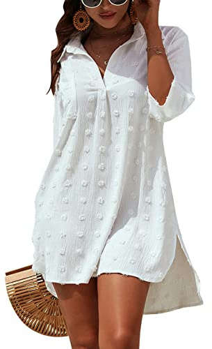 Blooming Jelly Womens Swimsuit Coverups White Chiffon Bathing Suit Cover Up Bikini Swimwear Beach Dress Outfits