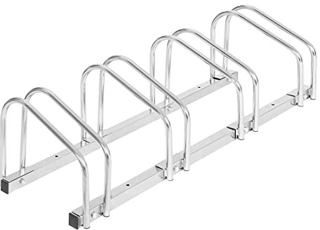WOLTU Fahrradständer für 4 Fahrräder Fahrradhalterung auf dem Boden Aufstellständer für Fahrradaufhängung Fahrradhalter aus Metall