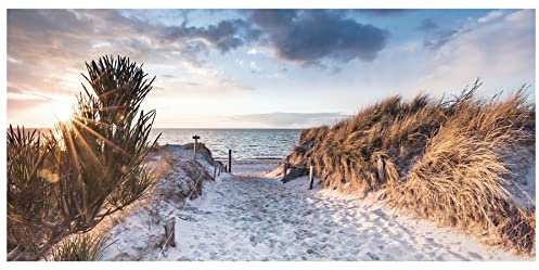 levandeo XXL Leinwandbild 115x55cm Bild Sand Strand Düne Meer Wandbild Wanddeko Leinwand Bild Deko