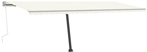 Standmarkise Einziehbar Balkonmarkise,Wasserdicht, Sonnenschutz,UV-Schutz, Geeignet für Garten, Veranda, Pergola, Rasen, Balkon, Terrasse,Handbetrieben 600x300 cm Creme