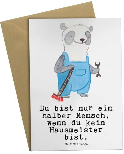 Mr. & Mrs. Panda Glückwunschkarte Hausmeister Herz - Geschenk, Spruch, Witzig, osterkarte, Hausverwalter, Facility Manager, einladungskarten, weihnachtskarten, glückwunschkarten, Concierge, Grußkarten