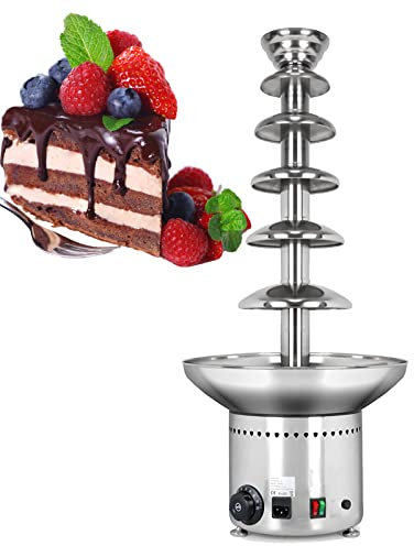Cascada de Fondue de Chocolate Ajustable de 30 ℃ ~ 110 ℃, Fuente de Chocolate Comercial de 5/6 Niveles, Olla para derretir Salsa para Dulces de Chocolate, celebración de cumpleaños (6 Tier)