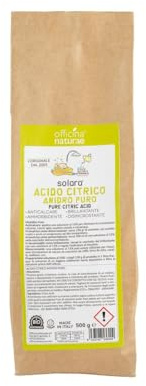 Officina Naturae | Solara Acido Citrico Anidro Puro in Polvere, Anticalcare, Ammorbidente, Disincrostante e Brillantante, 500g