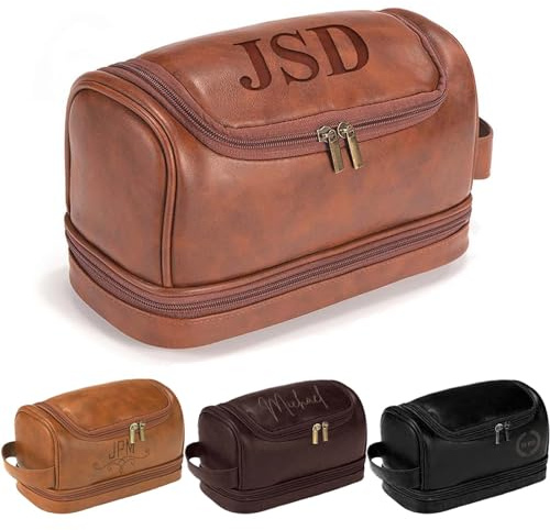 Personalisierte Kulturtasche, große Kapazität, Leder, Reise-Organizer, benutzerdefinierter Lasergravur, Name, Monogramm, Leder, Geschenk für Männer, Trauzeugen, Leder-Dopp-Kit