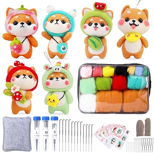 Benlay Nadelfilzset für Anfänger, Wolle Filzen Anfänger Kits | 6-Pcs Tier Anleitung Filzwolle Pad Filznadeln Filzen Basic Tools, Komplette Nadelfilzwerkzeuge und Zubehör