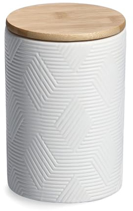 Zeller 19848 Vorratsdose m. Bambusdeckel, 720 ml, Keramik, weiß