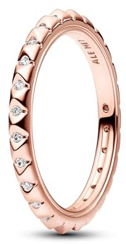 PANDORA ME Pyramiden Ring aus Sterling Silber mit 14 Karat rosévergoldete Metalllegierung, Cubic Zirkoniastein verziert, Größe: 58, 182800C01-58