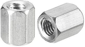 sourcing map 8 Stück Langen Sechskantmuttern M5 x 0.8 Abstand 10mm Länge Kupplung Muttern 304 Edelstahl Metrisch Sechskant Stab Kupplung Muttern