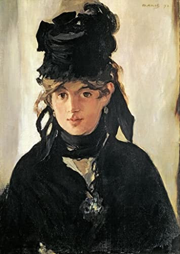 MSTECO Leinwanddruck Und Poster Wandkunst Bild Reproduktion Berthe Morisot mit einem Strauß Veilchen von Edouard Manet für Wohnkultur 60x90cm