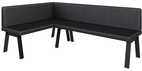 FURNISTAR Eckbank Akiko Metal A - Eckbankgruppe für Ihrem Esszimmer, Küche modern, Sitzecke, Essecke. Perfekt für Küche, Büro und Rezeption. Solide und Starke Verarbeitung. (128x196-Links-Soft11)