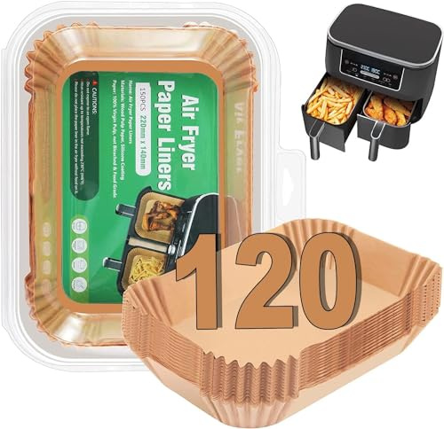 Kinearcharms Backpapier für Heißluftfritteuse, 120 Pcs, 8,7 IN, für Ninja AF300EU, Air Fryer Zubehör, kompatibel mit Ninja AF300EU, AF400EU, Princess u. a.