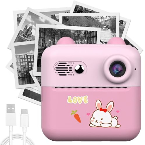 Appareil Photo Numérique instantané 50MP 1080P, Écran 2,4 Pouces, Zoom 16X, Jeux Musicaux sans Encre, Longue Durée de Vie de la Batterie