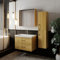 Badmöbel Set Verona 80 | Keramikwaschbecken | Unterschrank | Spiegelschrank | Softclose Schubladen | Holzfurnier & Bügelgriffe | Natürlicher Stil | Badmöbel | Waschtisch mit Unterschrank 80 cm