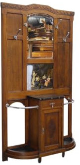 Generisch Antike Garderobe um 1920 Flurgarderobe aus Eiche massiv Wandgarderobe mit Spiegel B: 117 cm -11483-