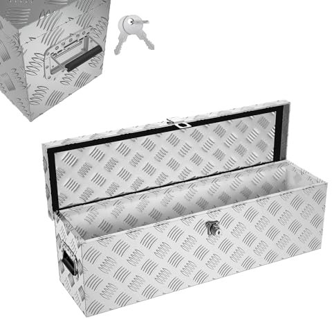 Froadp Cassetta degli attrezzi in alluminio con coperchio, 800 x 220 x 225 mm, richiudibile, impermeabile, in alluminio, per attrezzi, campeggio e conservazione (argento)