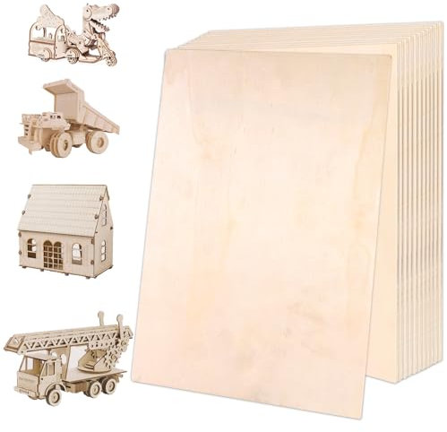 12 Pezzi 300×200×2mm Compensato, Magro Tavole Modello In Legno, Leggero Foglio Di Compensato Per DIY Legno Fai Da Te Traforo Laser Modellini Di Barche