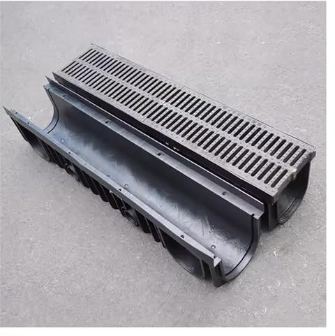 Évier en Plastique à rainure en Forme de U de Drainage, Plaque de Grille à Large Bande de 9,8 po, Couvercle de Drain de Cuisine, adapté à la Ferme de Trottoir de clôture de Cour(2cm/0.8in)