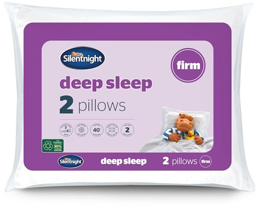 Silentnight Lot de 2 oreillers fermes pour Le Sommeil Profond – Oreiller de Soutien latéral avec Noyau en Fibre – Oreiller de lit Plus Ferme et Confortable – pour Les douleurs au Cou et aux épaules