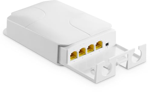 YuLinca Extensor PoE Gigabit de 4 Puertos para Exteriores, 1 PoE en 3 Salidas PoE, IEEE 802.3 AF/at 30W PoE repetidor con 10/100/1000Mbps, Interruptor de Paso PoE Impermeable para Montaje en Pared