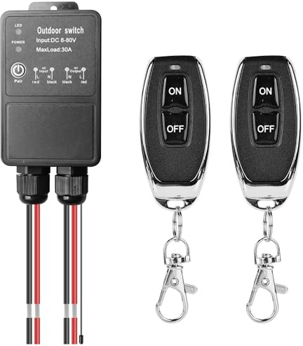 Fernbedienung Schalter, 12V Funkschalter, DC12V~72V 30A Relais Fernschalter, mit 100m lange Range, Funkschalter mit Fernbedienung für Garagentore, Motorräder, Leitplanke, Diebstahlalarm