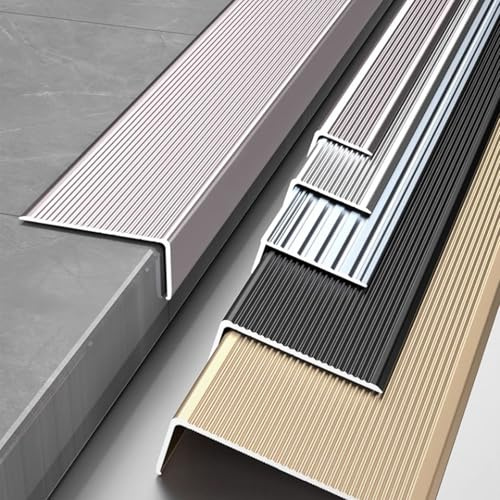 GYYDXXFC Aluminium Treppenkantenschutz, Treppenkantenschutz Treppenkante 90cm, Metallleiste Schwellenleiste, for Außen & Innen Mit 90° Winkel(Black,90cm L 50mm*30mm)