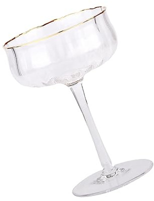 Sosoport Bicchiere Da Cocktail Calice Da Martini 260 Ml in Vetro Bordo Dorato Per Feste Compleanni Matrimoni Multiuso Per Vino e Whisky