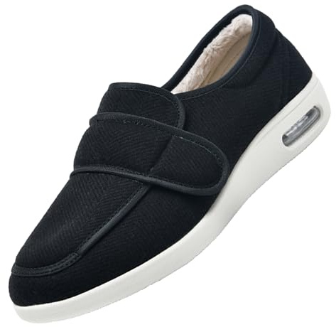 FußGewöLbe Sandalen,Rthopädische Hausschuhe Damen Senioren Schuhe mit Klettverschluss Verstellbare Reha Rutsch Fußpflegeschuhe,Black,44