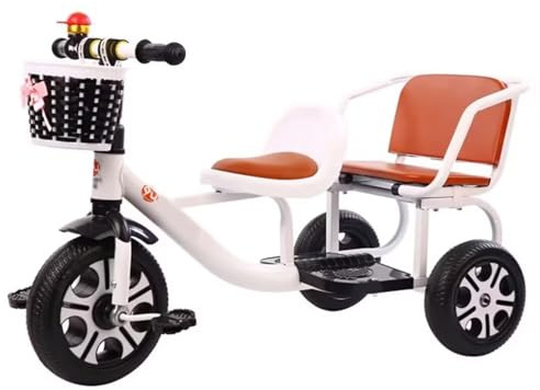 LSQXSS Toddler stroller for age 2-5,dual seat kids tricycles for twins,light weight foam wheels,front basket,pedal trikes