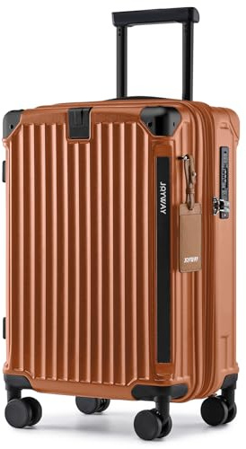 Joyway Carry On Luggage, Expandable Suitcase with Smart Cup Holder and USB Port, 20 IN Hardside Checked with TSA Lock Spinner Double Wheels (Brown, Carry-On 20-Inch)