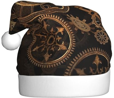 PPHGUT Gears Clock - Gorro de Navidad para adultos, diseño de siglo, color bronce, para fiestas de Año Nuevo, celebraciones, gorro de Papá Noel