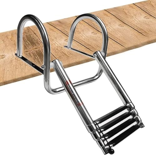 Aioneer Boat Ladder Pontoon Boat Ladder Marine Ladder 4 Step Boat Ladder Foldable Stainless Steel Marine Rear Entry Telescoping Ladder For Marine Yacht Speedboats