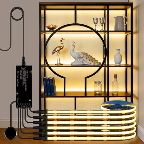 Schwarze Unterschrankleuchte 6 in 1 LED‑Streifen mit Touch‑Dimmfunktion | geeignet für dekorative Beleuchtung von Vitrinen Weinschränken und Ausstellungsvitrinen