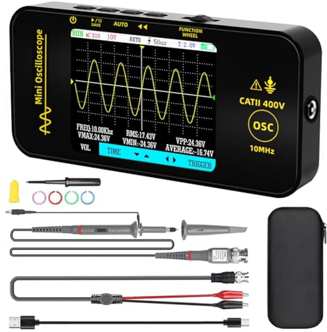 Oewwthy Handheld Oscilloscope 3.2'' TFT Display 10MHz Bandwidth Automotive Oscilloscope 48MSa/S Sampling Rate Trigger Function