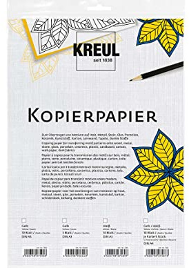 KREUL 90644 - Carta copiativa, gialla, 3 fogli, DIN A3, per il trasferimento di motivi su sottotoni scuri