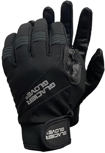 Glacier Glove Unisex Guide Water-Resistant Lightweight Breathable Flexible Adjustable Durable Genuine Leather Palm Hunting Shooting Fishing Safety Glove, Black, X-Large