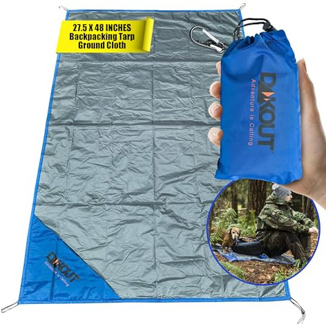 Ultraleichte Rucksackplane, Bodentuch, 69,5 x 122,9 cm, wasserdichte Mini-Taschendecke, kompakt, verstaubar, Bodenplane, Wanderausrüstung für Zwei Taschen und Karabiner