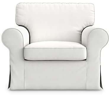 MASTERS OF COVERS Ektorp Armchair Cover for The IKEA Ektorp Chair Slipcover Replacement (Cool White)-Not Fit for Uppland Series Sofa (Armchair Cover Only!)