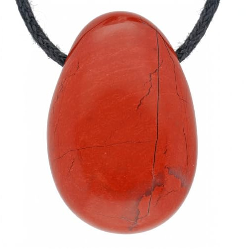Lebensquelle Plus Tropfen Anhänger mit Baumwollband + Edelsteinkarte | Set-Angebot Echter Edelsteinanhänger | Gebohrter Trommelstein Tropfenanhänger